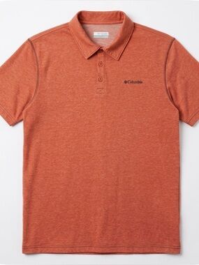 COLUMBIA Omni-Wick Quarter Button Collared Polo, Men’s M, Orange Heathered